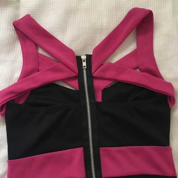 Pink and black dress with cut out details - small - Picture 5 of 10